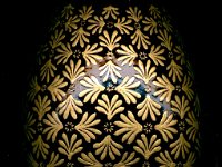 Golden Leaves Chiyogami Ukrainian Style Easter Egg Pysanky By So Jeo : Pysanky Pysanka Ukrainian Easter egg batik ukrainian easter art batik  eggshell kimono chiyogami washi origami fans cranes birds blooms gold leaf sojeo leblond artist